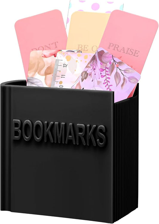 Honeydak 3D Printed Book Shaped Bookmark Holder Book Lover Gift Bookish Accessory Office Desk Supplies Funny Bookmark Accessories End of Year Gift for Teacher(Black)
