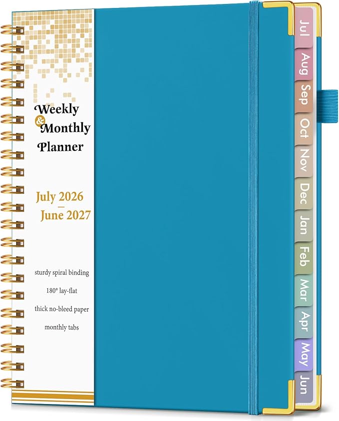 Academic Planner 2026-2027, Hardcover Weekly and Monthly Calendar Planner from July 2026 - June 2027, Daily Agenda Planners with Tabs, College School Organizer for Student Teacher, A4 (8.5" x 11"), Sky Blue