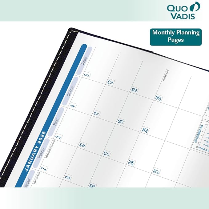 Quo Vadis 2026 Sapa X - Weekly Planner - 12 Months, Jan. to Dec. - 3 1/2 x 5 1/4" - Smooth Faux Suede Texas Chocolate Covers - Productivity Time Management Organizer