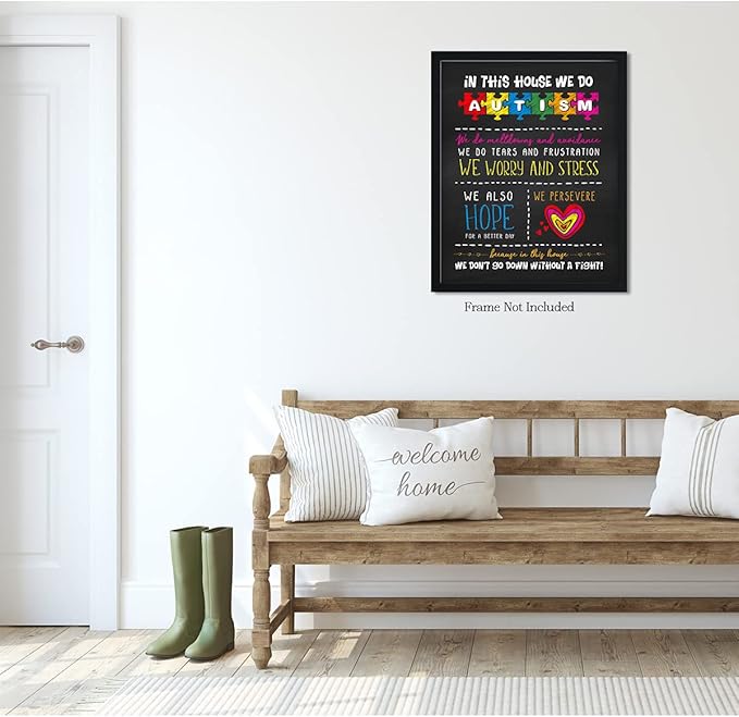In This House We Do Autism | Autism Awareness Decor | Autism Classroom | Boho Rainbow Decor Classroom | Autism Sign | Autism Art Wall Decor Classroom | Autistic decorations - 24x30 unframed poster
