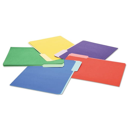 Universal 10506 File Folders, 1/3 Cut Single-Ply Top Tab, Letter, Assorted, 100/Box