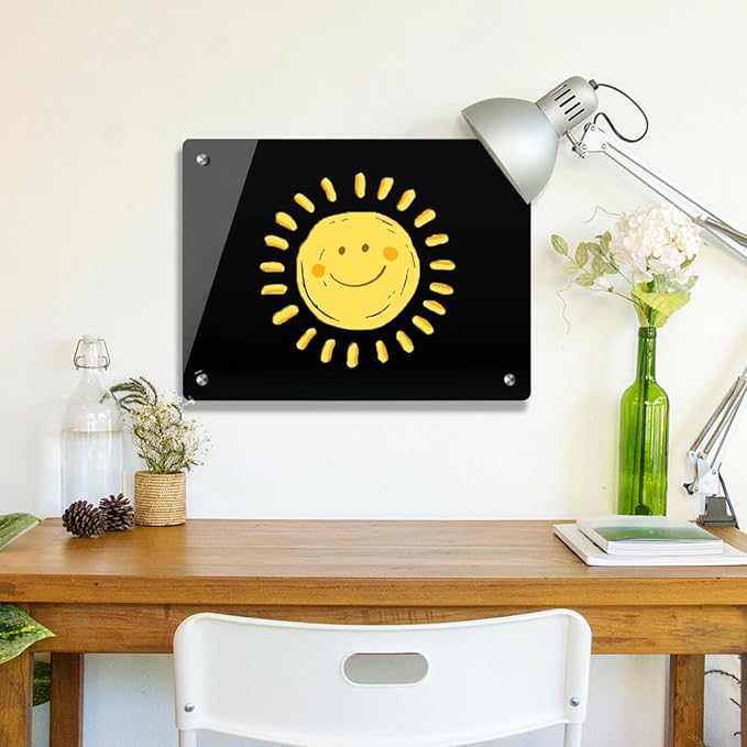 Okydoky Black Glass Dry Erase Whiteboard, 12" x 16" Frameless White Board for Home,School,Office,Black Surface(Glass BB-BK-3040)