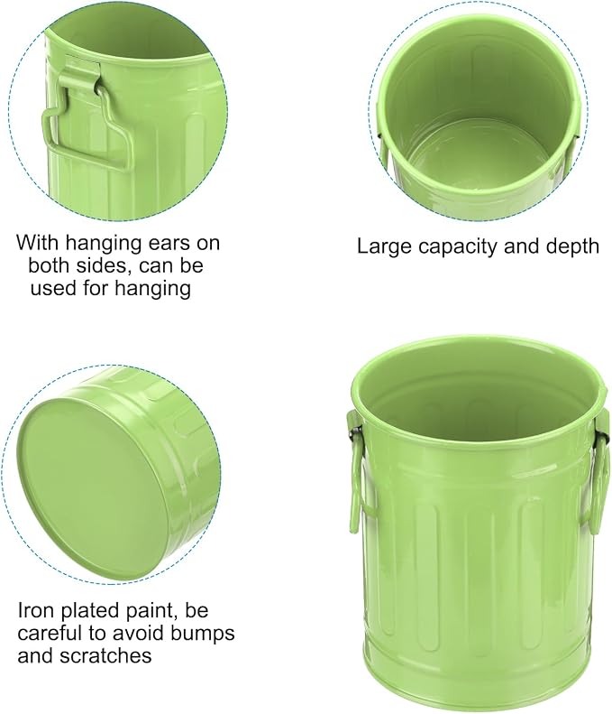 PATIKIL Barrel Pencil Holder, Metal Pen Holder for Desk Pencil Holders Cup Organizer with Handles Makeup Brush Holder Stationery Storage, Green
