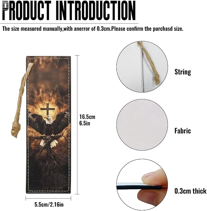 Medium Bible Cover Case for Women Men Bald Eagle and Cross Print PU Leather Bible Case with Bookmark Church Bag Book Carrying Case Bible Cover for Women Men Bible Case for Men Women