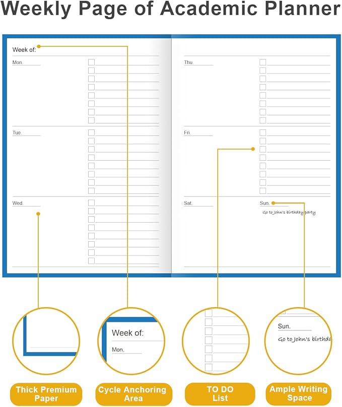 Academic Planner for 2026-2027 or Anytime – 5.8" x 8.5" Undated Weekly Student Planner For Homeschool, High School, College & Nursing Students, 200 Pages, Blue