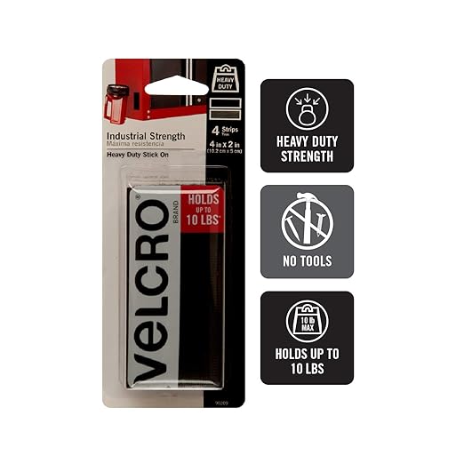 VELCRO Brand Extreme Outdoor Heavy Duty Tape | 10Ft x 1 in | Holds 15 lbs | Black with Stick on Adhesive - 91843 & Heavy Duty Fasteners | 4x2 Inch Strips 4 Sets | Holds 10 lbs, 90209