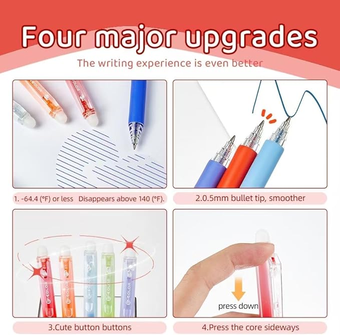 Retractable Erasable Gel Pens Clicker,Fine Point 0.7mm Smooth Writing Pens,Cute Pens For Writing Journaling Taking Notes School Office Home. (36 Colors)
