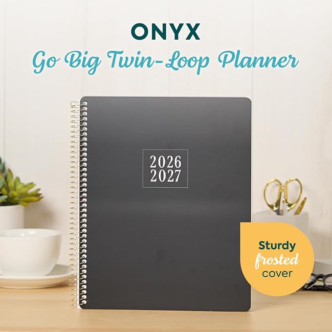 GO BIG Large-Print Planner April 2026– June 2027, 15-Month Twin-Loop-Bound Agenda Planner, Big Size, 8.5" x 11", Easy-to-Read Large Dashboard Layout, Onyx Cover