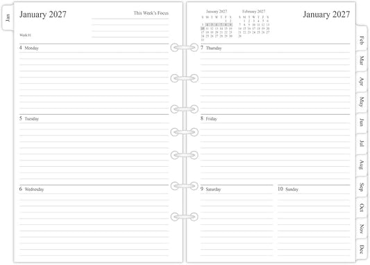 newestor 2027 Weekly & Monthly Planner Refill, 5-1/2" x 8-1/2", Jan 2027 to Dec 2027, 7-Hole Punched for Mini Binders