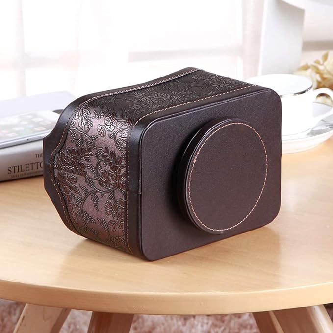 PU Leather Remote Control Organizer with 360° Spinning Design,Desk Organizer for TV Remote,Phone,Pen,Glasse,Mail,Tablet,Calculator,Controller-Home & Office Storage Caddy (Antique Brown) ﻿