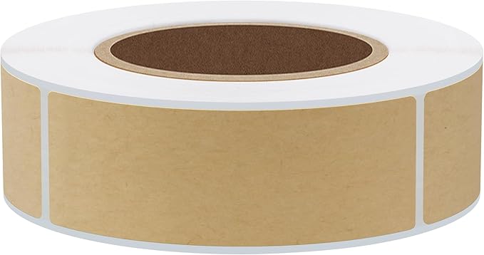 Hybsk 1x3 Inch Color-Code Labels Kraft Sticker Rectangle 500 Labels Per Roll (Kraft)