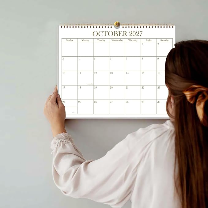 2026-2027 Calendar - 2026-2027 Wall Calendar from June 2026 - December 2027, 19 Months Calendar with Premium Paper, Twin-Wire Binding & Hanging Hook, 8.5" x 11", Golden