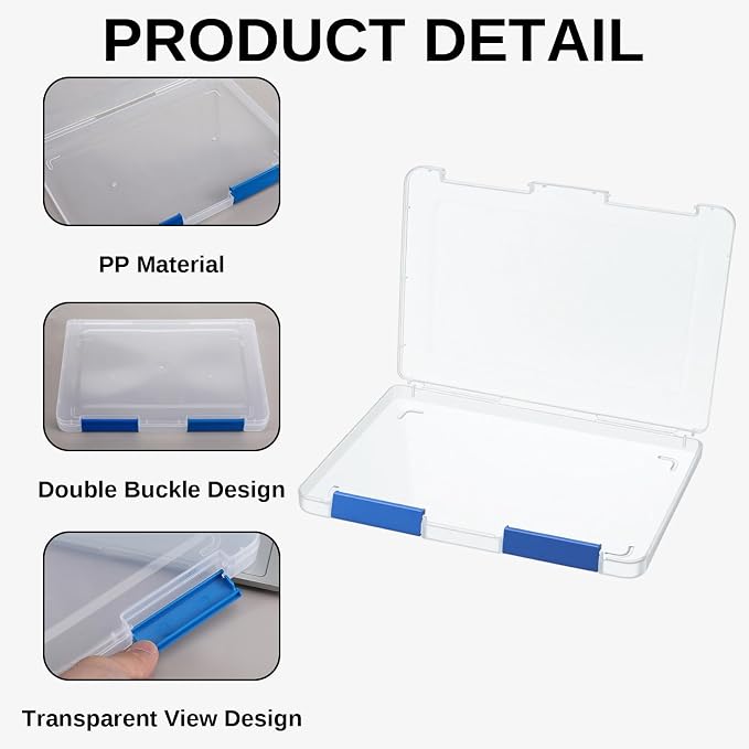 12 Pack Board Game Storage Containers Clear A4 A5 File Box with Labels Multicolor Document Plastic Storage Box Sticker Art Supplies Organizers for Office Home School Supplies(2 Sizes)