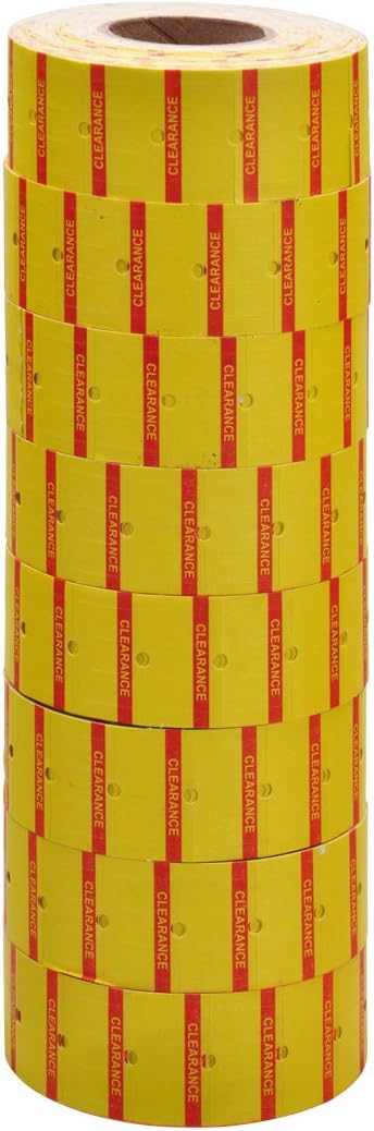 Red Reverse Print on Yellow "Clearance" Labels to fit Avery Dennison®/ Sato® M1 "Mighty One" Price Guns 16 Pack (Free Ink roll Included)