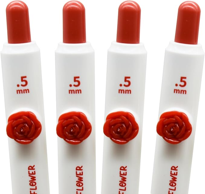8 Pcs Red Ink Pens for Teachers Rose Clip Pen Inspirational Marking Pens Fine Point,Smooth Ink Pens Red Pen Bulk for Checking At School Office