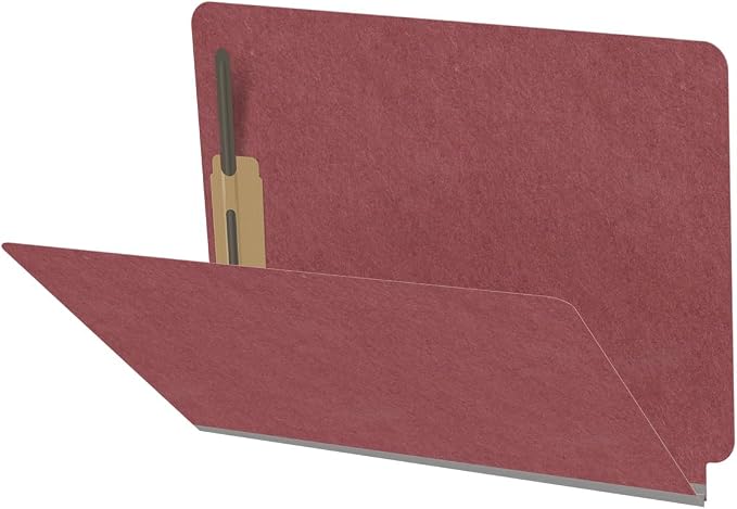 End Tab Pressboard Folders, Letter Size, 2" exp, Fasteners Pos #1 & #3, Dark Red (Box of 25)
