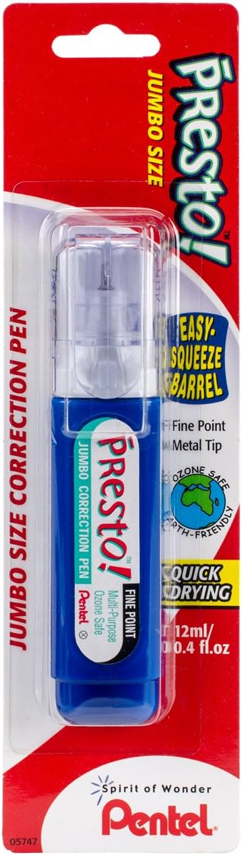 Pentel Presto Correction Pen 1/ Package - 12ml Fine Point (ZL31WBP-K6)