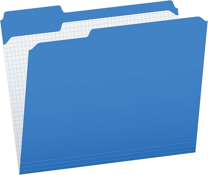 Pendaflex Color File Folders with Interior Grid, Letter Size, Blue, 1/3 Cut, 100/BX (R152 1/3 BLU)