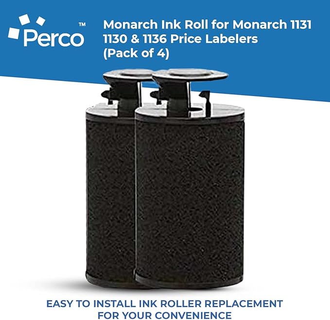 Perco White Pricing Labels for Monarch 1131 Price Gun - 1 Sleeve, 20,000 Blank Marking Labels Bundled w Monarch Ink Roll 1131 1130 & 1136 Price Labelers (Pack of 4) and White Pricing Labels