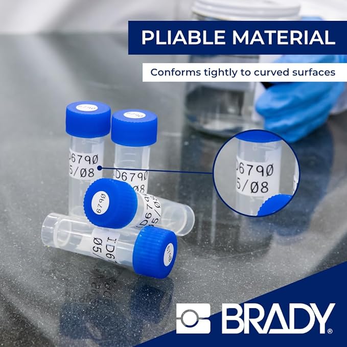 Brady Nylon Cloth Pre-Sized Labels for Label Printer BMP51/BMP53/M511-200 Self Adhesive Printer Labels - Waterproof Tape Printer Labels - Black on White (22.86mm x 12.70mm) - M5-84-499