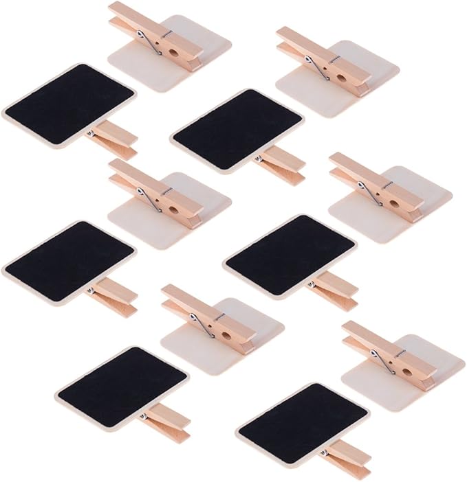 30 Pcs 2.8 * 2.1Inch Wood Mini Chalkboard Clip Wooden Message Board Tag Signs for Memo,Note Taking,Food Label,Party Decor