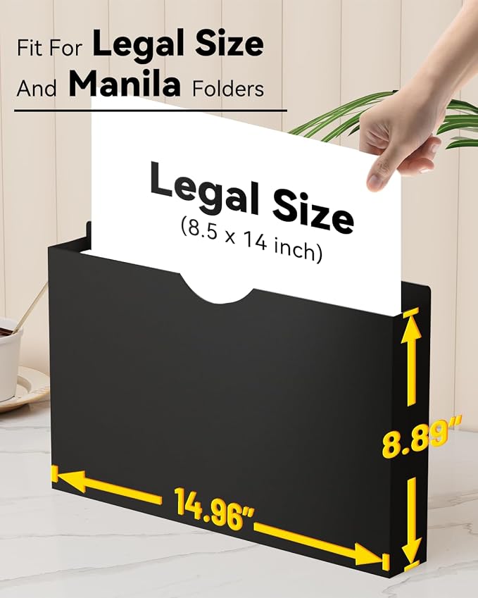 ANSOOK Legal Size Manila File Jackets & File Pockets,12 Pack Plastic Manila File Folders with Straight Cut Tab,Heavy Duty 1" Expandable Manilla Pocket Folders for File Cabniet,Job Folder