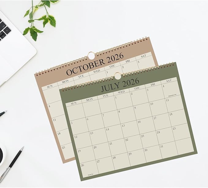 2026-2027 Calendar - Wall Calendar 2026-2027 from April 2026 Until December 2027, 21 Months Calendar with Premium Paper, Twin-Wire Binding & Hanging Hook, 8.5" x 11", Green