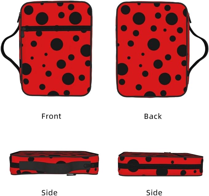 Ladybug Black and Red Polka Dot Bible Cover Case Carrying Book Protector Case Bible Study Supplies Accessories Holder Case Christian Gift for Women Men