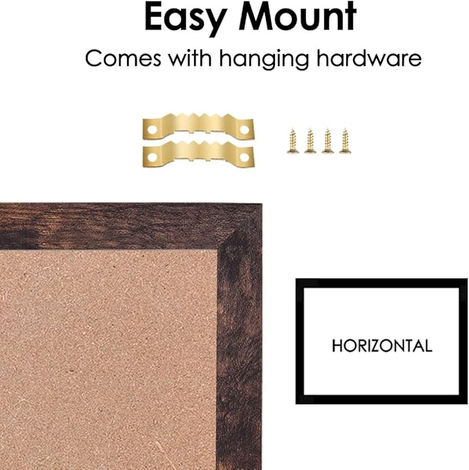 Magnetic Chalkboard Calendar Corkboard, 13" x 17" Small Combination Chalk Board Bulletin Board, Walnut Brown Framed Blackboard Calendar Cork Combo Board（BN-3343