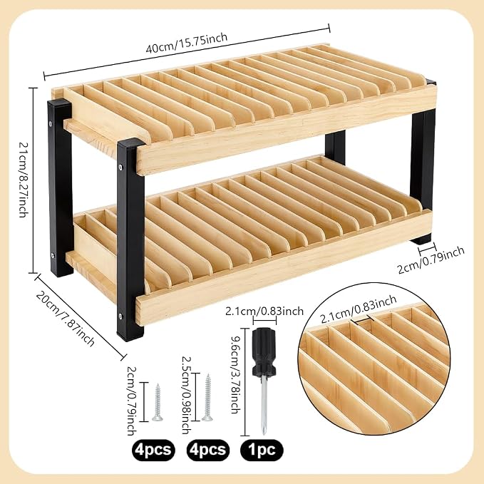 PH PandaHall 30-Grid Wooden Cell Phone Holder Phone Storage Organizer Rack Box Multiple Cell Phones Stand Desk Organizer for Office School Classroom Back to School Desk Accessory Decor