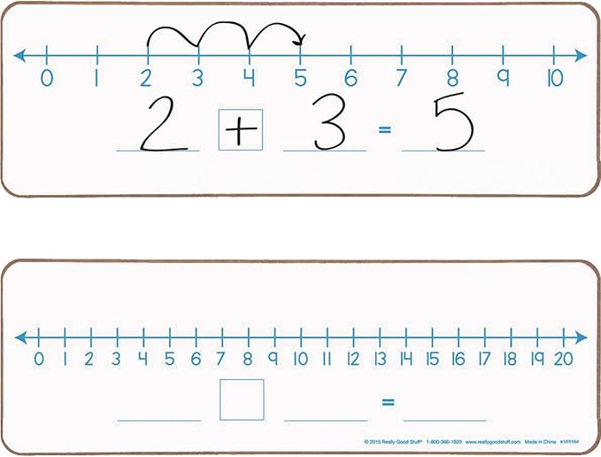 Really Good Stuff Number Line Dry Erase Boards – Two-Sided Boards Feature 0-10 Number Line On One Side, 0-20 On The Other, Write and Wipe, 12”x4” (Set of 6), Number Line for Students