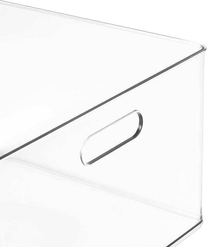 Simply Tidy 13" x 13" Clear Storage Bin with Handles - Stackable Plastic Organizer for Paper, Crafts, and Office Supplies - 1 Pack