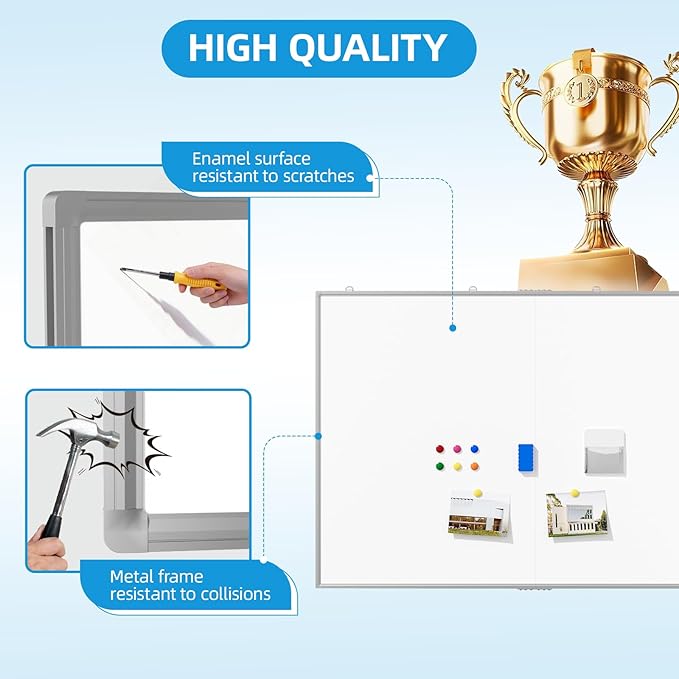 VOWNER 72"x48" Magnetic Dry Erase Board for Wall,Hanging Mounted Whiteboard with Silver Aluminum Frame, Includes Eraser, Tray and Magnets,Large Foldable Portable Whiteboard for Home, Office, School
