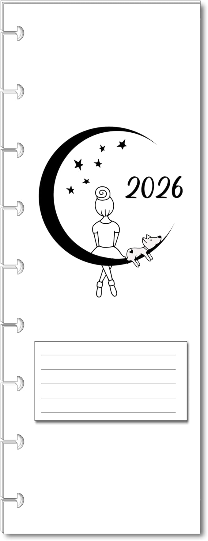 2026 Monthly Planner Calendar Refills for 7,8,9,11 Disc Mini, Classic, Skinny, Junior, Big size Discbound, Happy Planners, Loose-Leaf Inserts, 12 Month (9 Disc Skinny, Puppy)