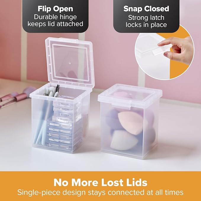 Bostitch Konnect Clear Storage Containers with Lids, Stackable Plastic Organizer Bins, 1.5 Quart, 2 Pack