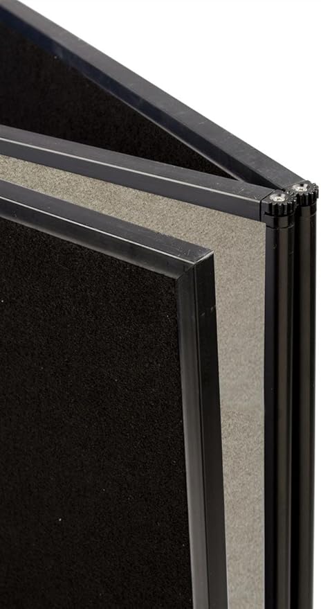 Displays2Go 3-Panel Trifold Tabletop Display Board, 54 x 30, Black & Gray Fabric Hook-and-Loop Board for Trade Shows & Presentations (3P5430BKGR)
