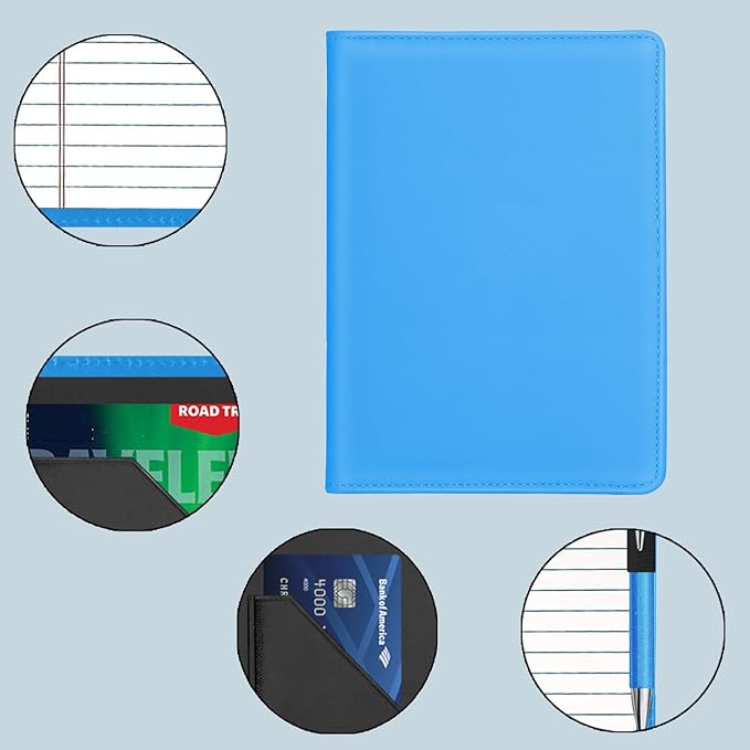 Junior Padfolio Folder - A5 Portfolio Binder Case with 5 x 8 Writing Pad and Interior Storage Pocket Executive Business Organizer for Men Women,Blue