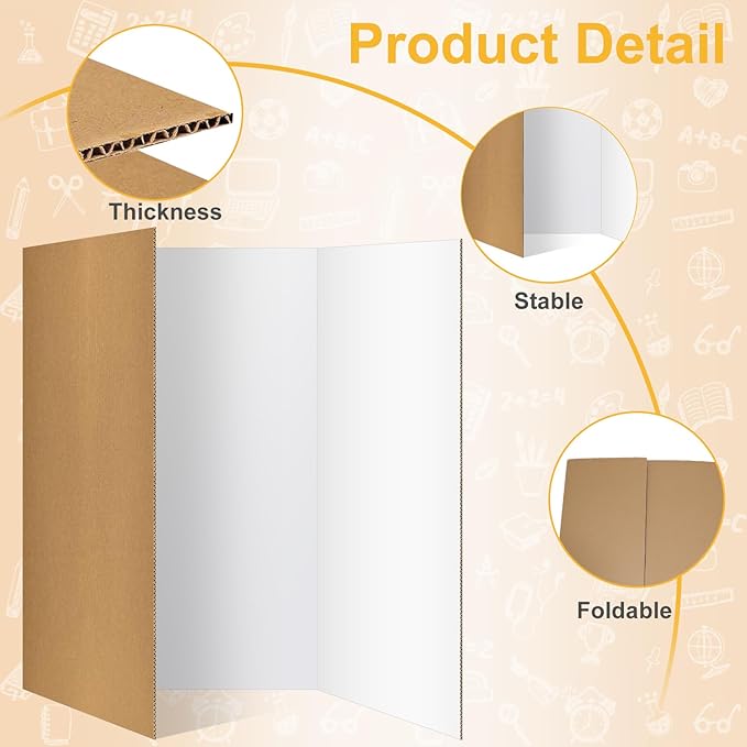 Trifold Poster Board 36"x48", 2 Pack White Extra Large Corrugated Display Board Foldable Board for School Projects, Science Fair, Business Presentations, Photo Displays, Graduation Exhibitions