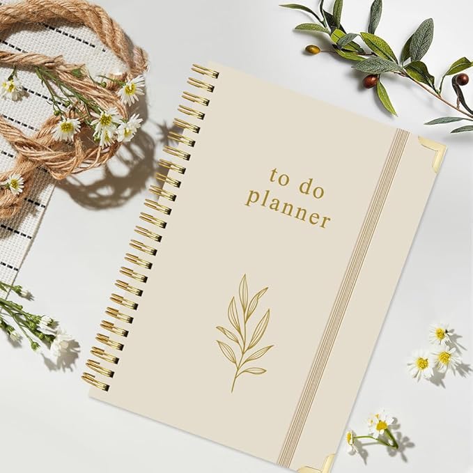 To Do List Notebook - Aesthetic Daily Planner to Easily Organize Your Tasks And Boost Productivity - Undated Planner for School or Office Supplies, 5.8" x 8.5", Beige