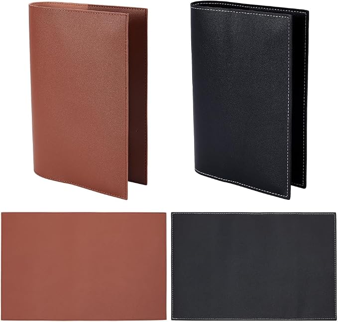 WEBEEDY 4 Pcs Leather Journal Cover Fit for A5 Journals Hardcover Sketchbook,Refillable Leather Handmade Notebook Cover Vintage Book Protector Book Lovers Gifts,5.8x8.3 Inch/15x21cm(Black & Brown)