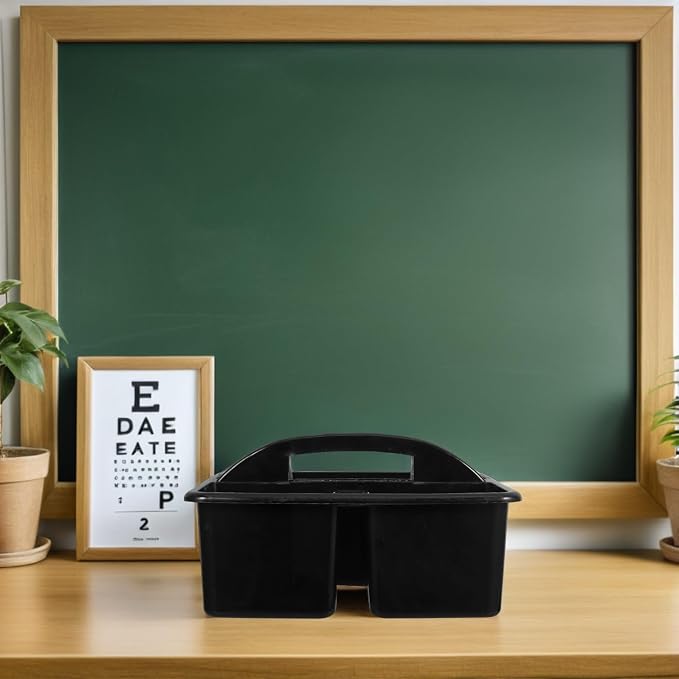 PRETYZOOM 2pcs Plastic Classroom Storage Caddy Tote with Handle, Compartment Organizer Basket for Stationery, Art Supplies, and Craft Tools, Portable Desk Storage and Teachers