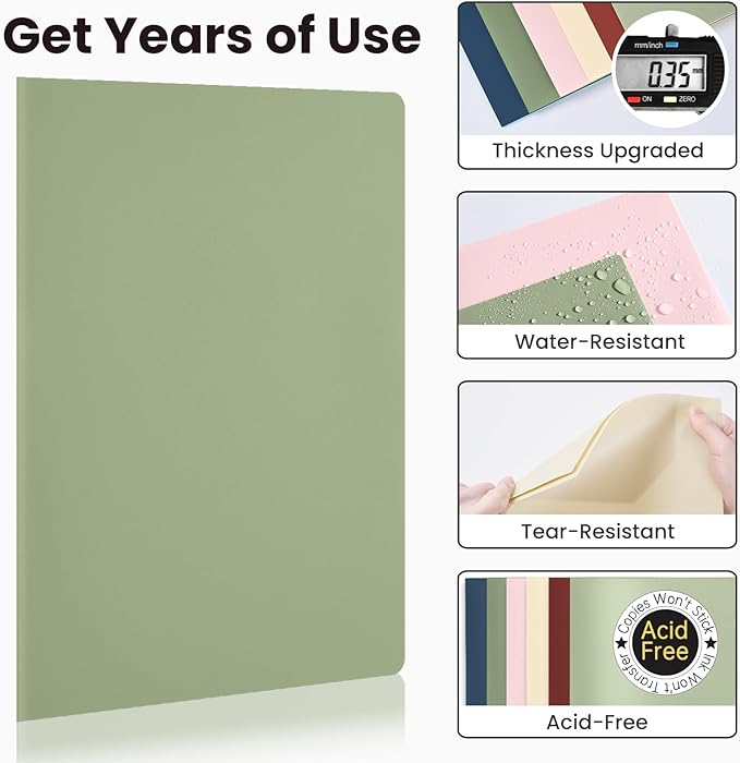 Sooez 6Pack Folders with Pockets, Pocket Folders with Extra Labels, Plastic Folders with Pockets, 2 Pocket Folders Bulk, Heavy Duty File Folders, School Folders Business Folder Office Filing Supplies