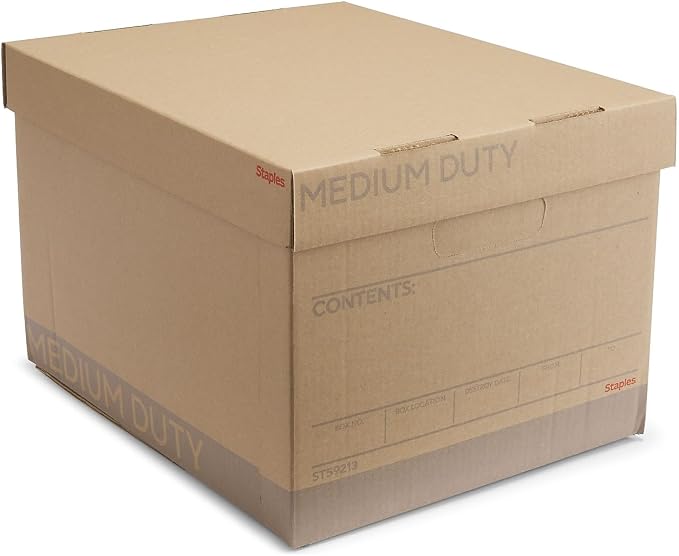 STAPLES Medium Duty 100% Recycled Storage Boxes Letter/Legal Size 12/Pack