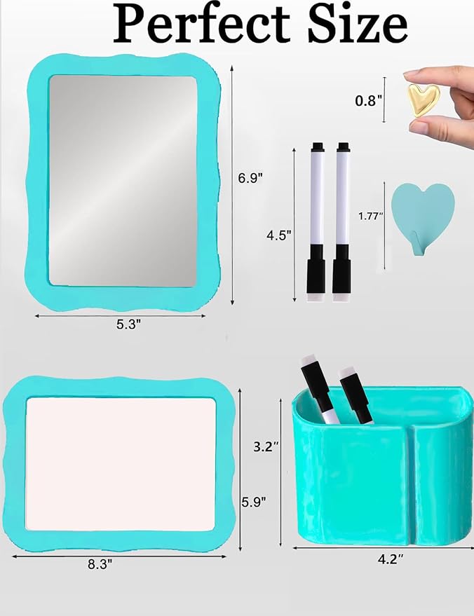 14 PCS Locker Accessories Kit for Girls, Back to School Essentials Supplies, Locker Organizer Stuff for School Office Work, Includes Magnetic Mirror, Dry Erase Board, Pen Holder and More, Blue