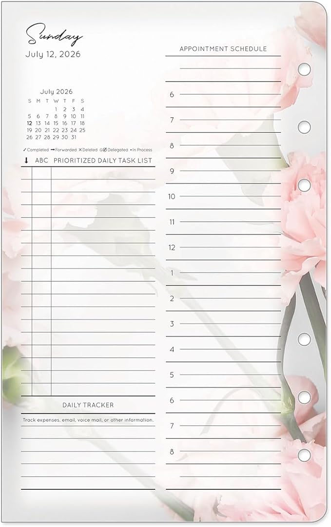 FranklinCovey - Blooms Ring-Bound Planner Refill - Two Page Per Day (Compact, Jul 2026 - Jun 2027)
