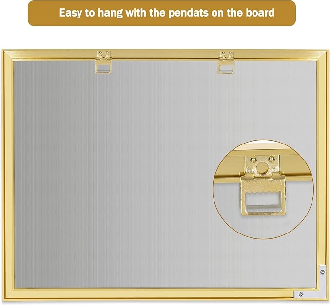 Dry Erase Monthly Calendar Whiteboard, 13"x 17" Gold Aluminum Frame, Magnetic White Board for Wall Office/School/Home, Hanging Board for Decoration/Kitchen Grocery List