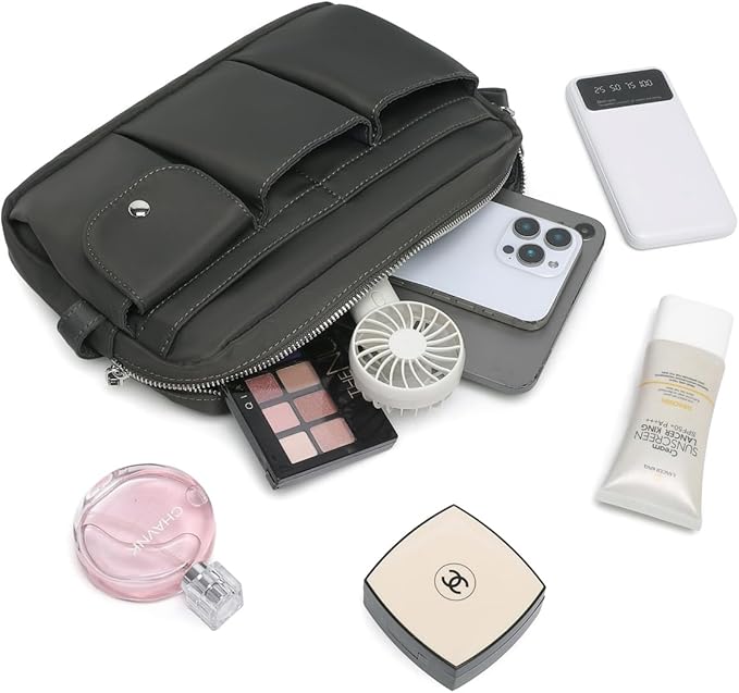 Storage Bag-arge Cosmetic Bag for Women Travel Makeup Bag Zip Up Bag Pure Cotton Canvas Can be Suspended (Dark Gray)
