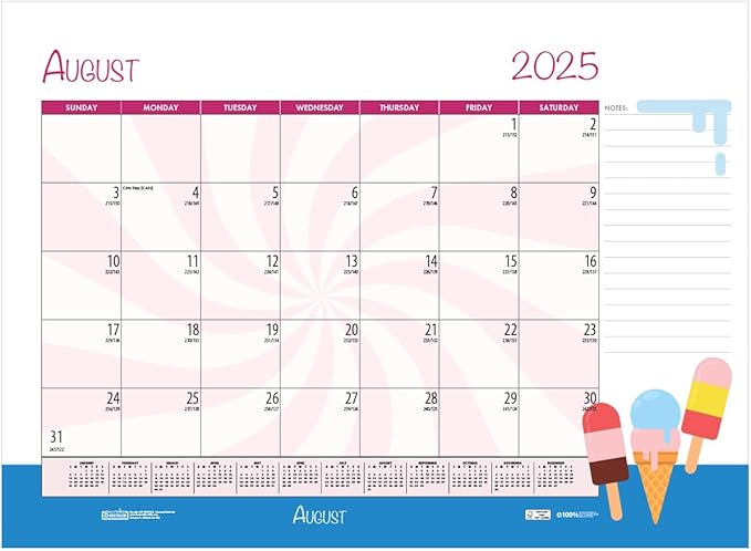 2025-2026 House of Doolittle Seasonal/Holiday 22" x 17" Academic Monthly Desk Pad Calendar (1395-26)