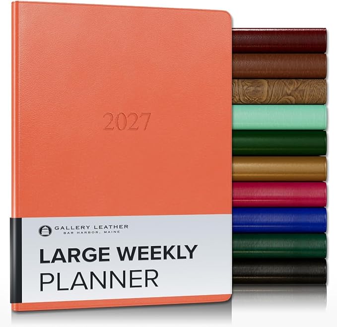 Gallery Leather Large Weekly Monthly Planner 2027, Elegantly Bound Calendar Planner and Notebook with Stylish Gold-Gilded Page Edges, 12 Months - Caribbean Sunset - 9.75x7.5"