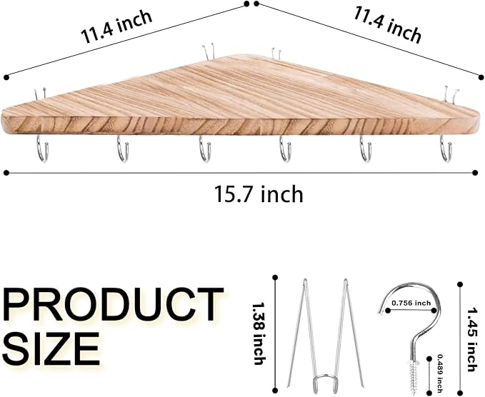 Cubicle corner shelf with hook：1pcs 16.5in wood triangle cubicile hanging shelves organization accessories fabric walls organizer for use in office cubicles office stylish decoration for women's desks